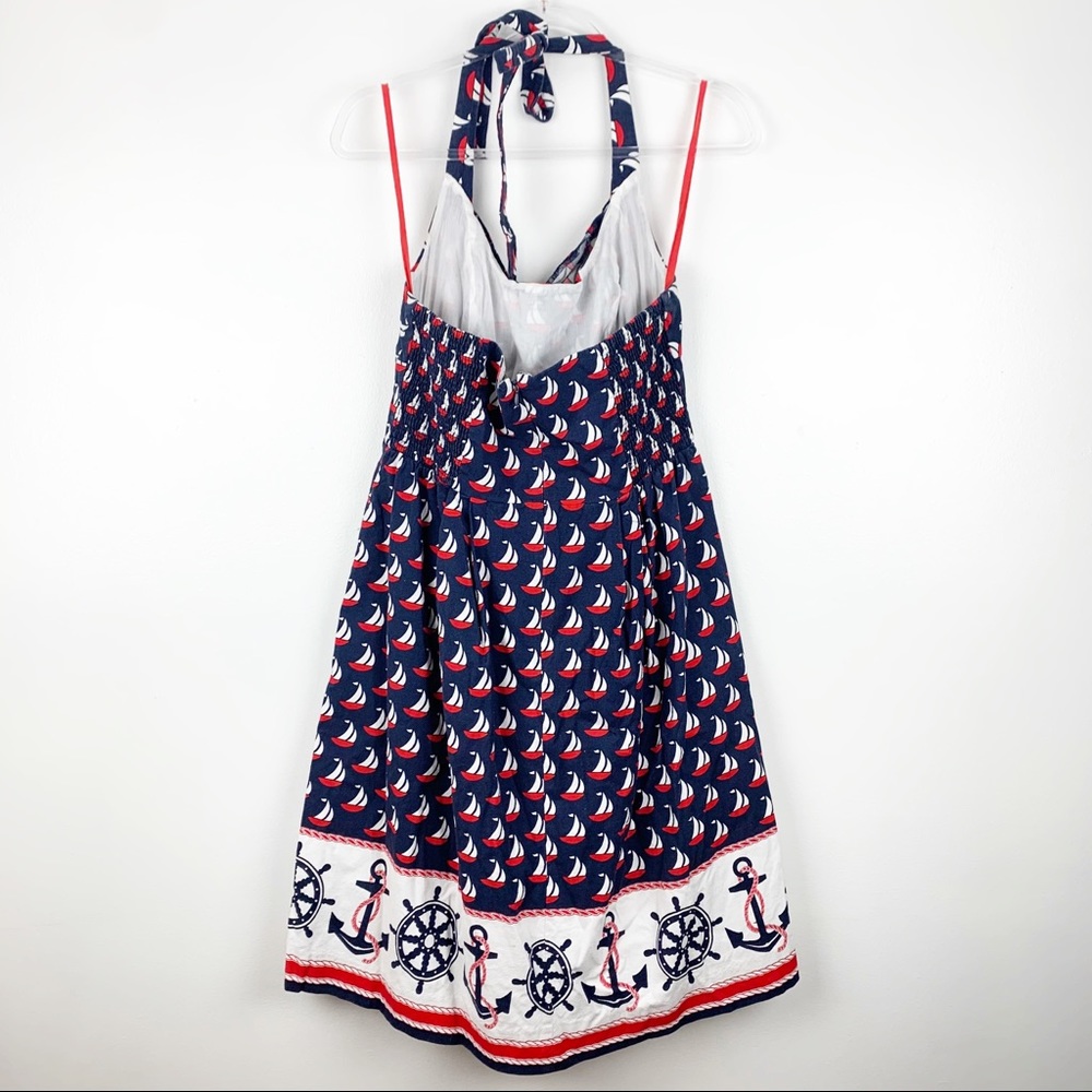 Anthropologie Nautical Sailboat Halter Dress in Navy, Red, White - Picture 7 of 10